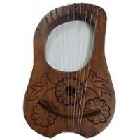 Engraved Lyre Harp Rosewood 10 Metal Strings/Lyra Harp + Free Carrying Case,Key